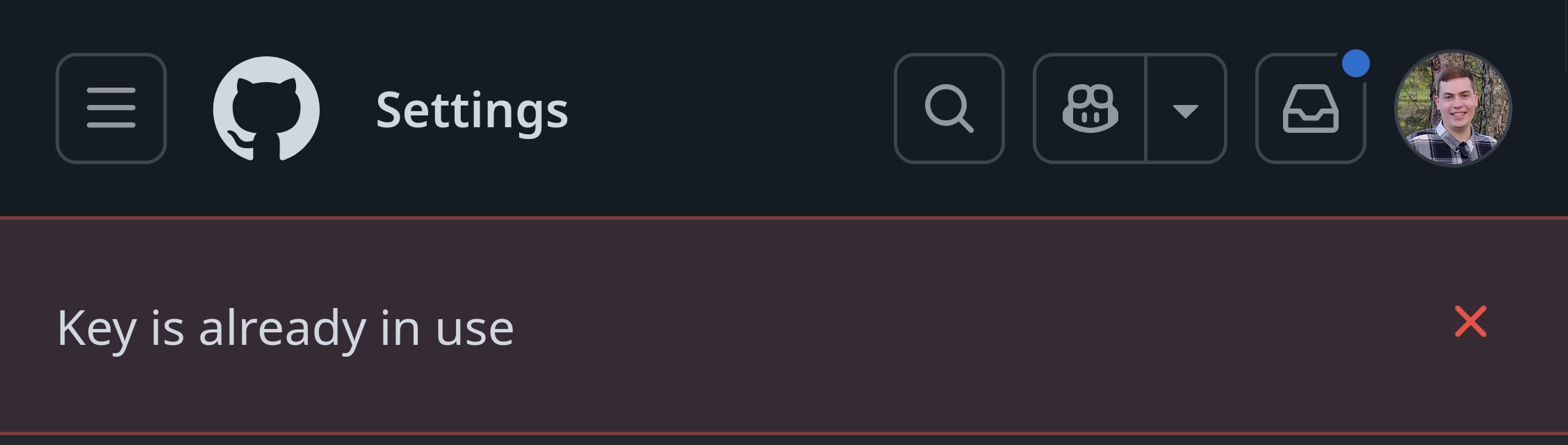 GitHub error: "Key is already in use"